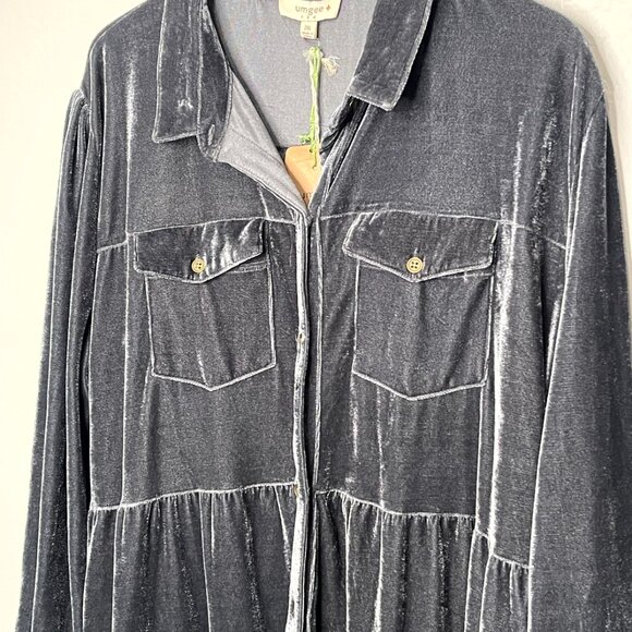 Umgee Velvet Long Sleeved Tiered Collared Dress NWT 2X 18/20 - Picture 5 of 9